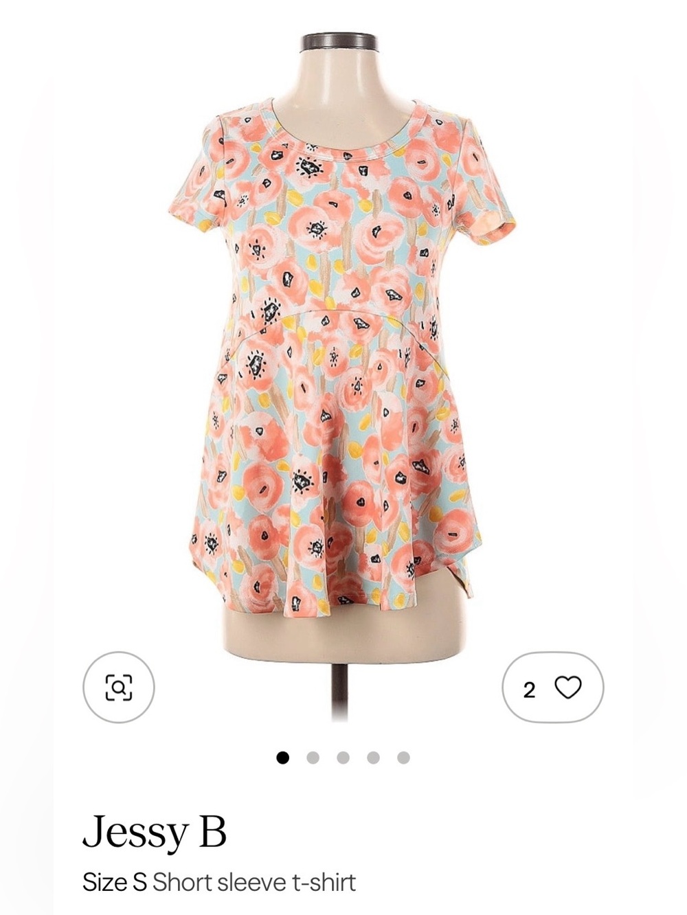 Pink Floral Short Sleeve Tunic Top